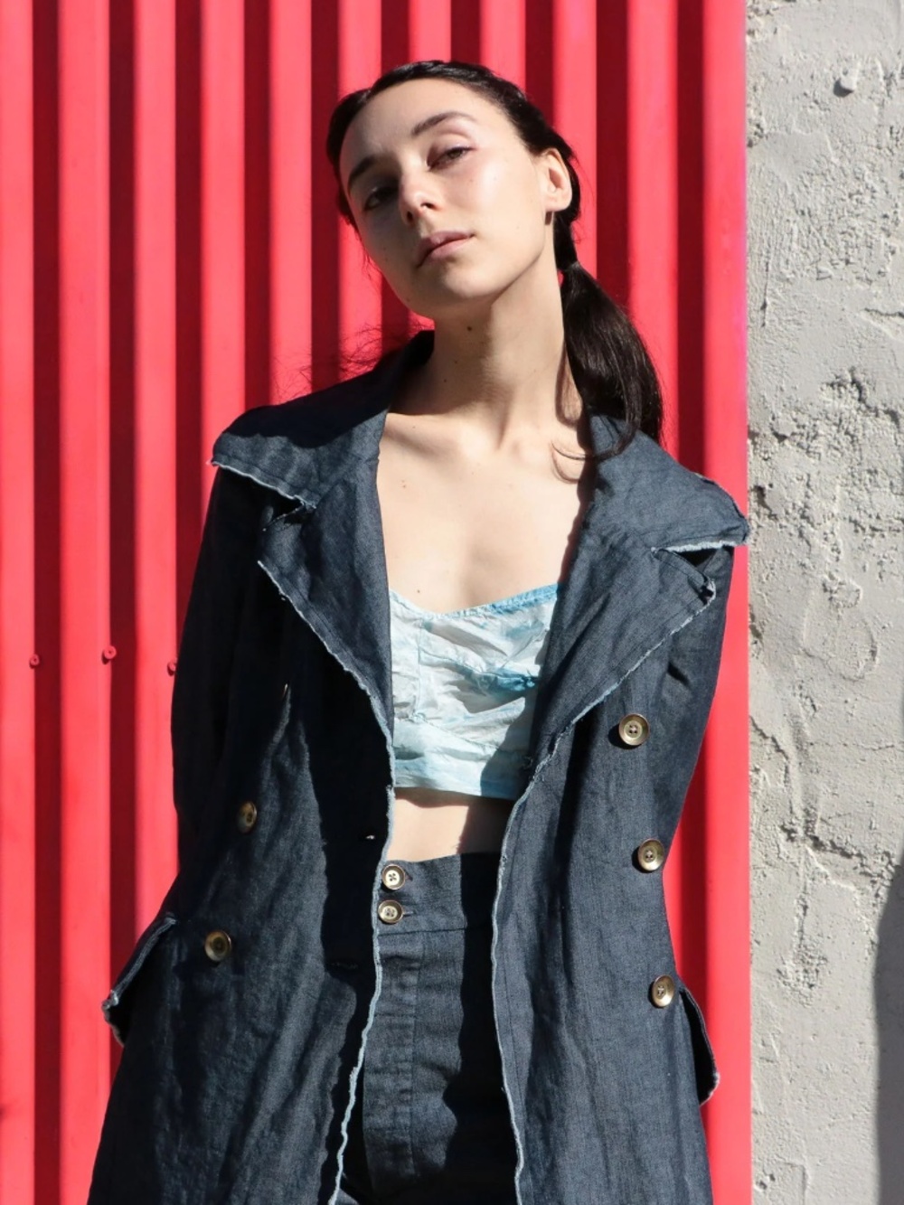 ERICA TANOV The Hedra Coat In Blue Denim Archival HTF Piece from SS 2015 Size L